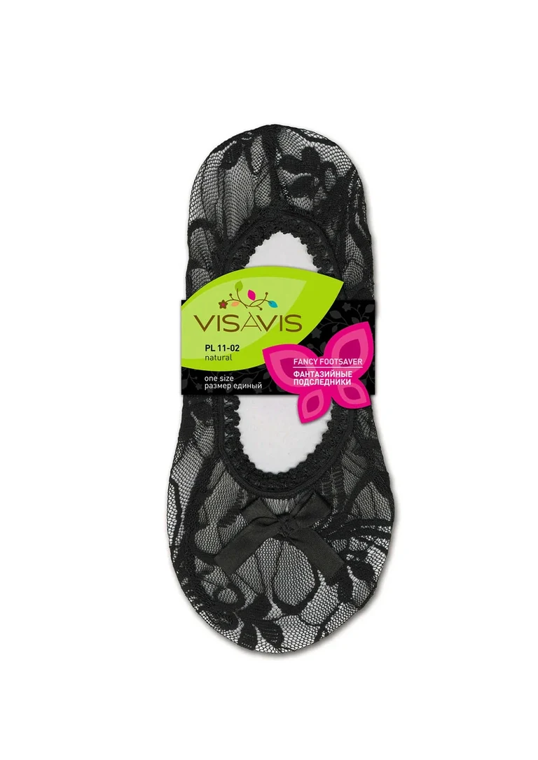 VIS-A-VIS — Schwarze Spitzensocken mit Schmetterlingsetikett