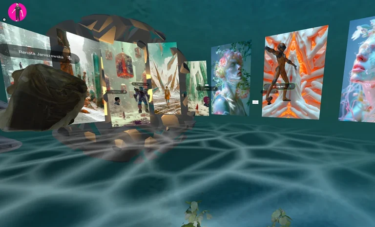 Genesis · Transversal Worlds — Virtueller Ausstellungsraum · Gesamtansicht