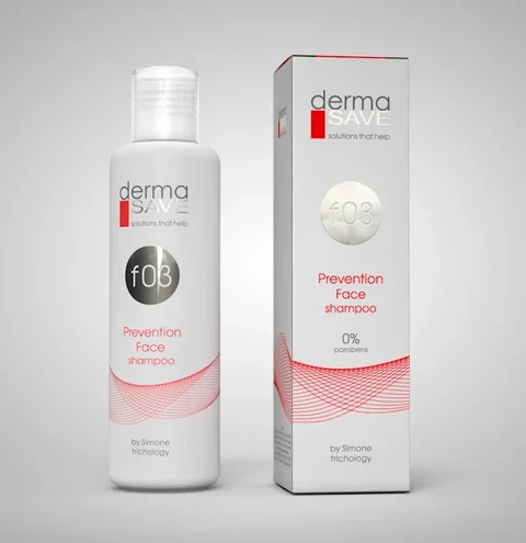 DERMASAVE — Shampooflasche und Faltschachtel · Rote Farbvariante