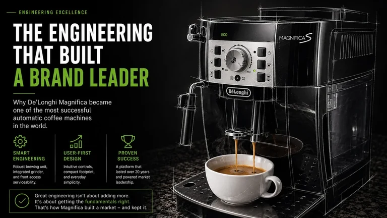 Kaffeemaschine und Tasse auf einem dunklen Titelbild