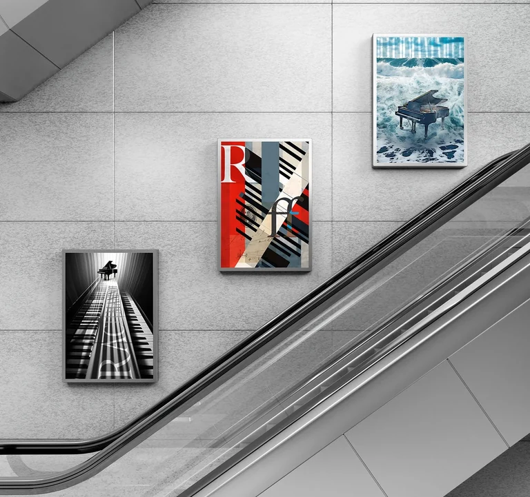 Rachmaninow 150 — Plakate neben einer Treppe