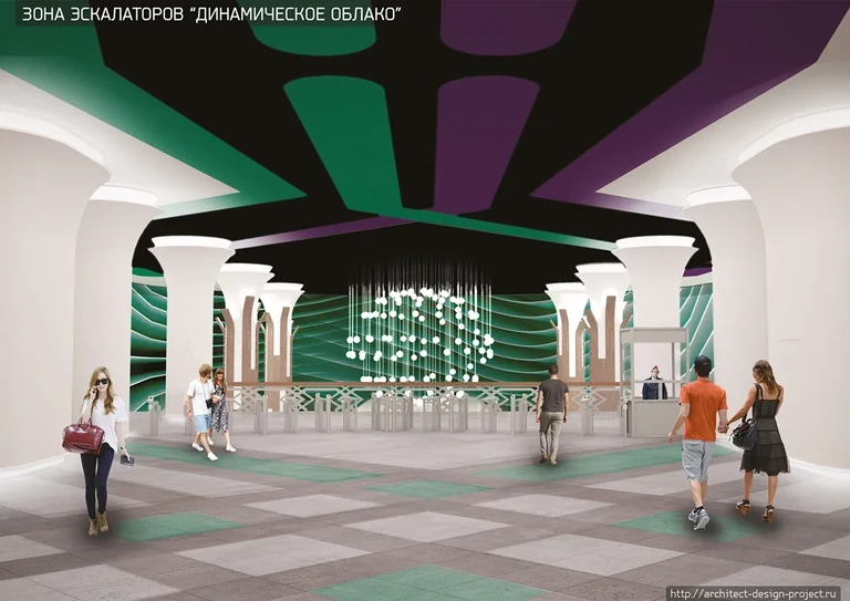 Futuristic Forest — Entwurf der Rolltreppenhalle
