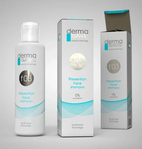 DERMASAVE — Shampooflasche und Faltschachtel · Türkisfarbene Variante