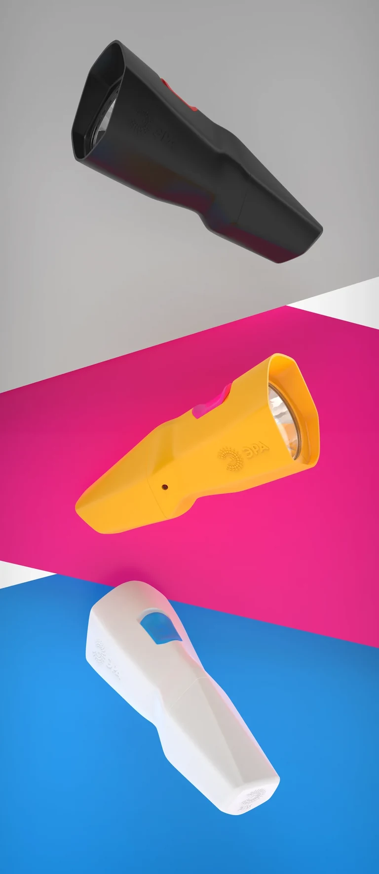 ERA / Taschenlampen — Taschenlampe · Drei Varianten · Farbvarianten des Gehäuses