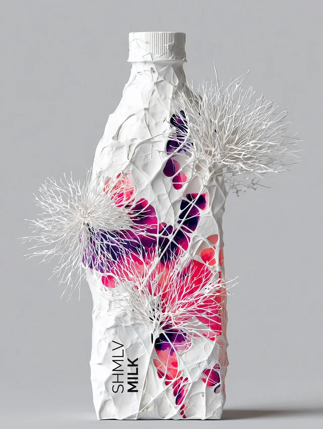 SHMLV / Milch — Milchflasche mit botanischem Relief